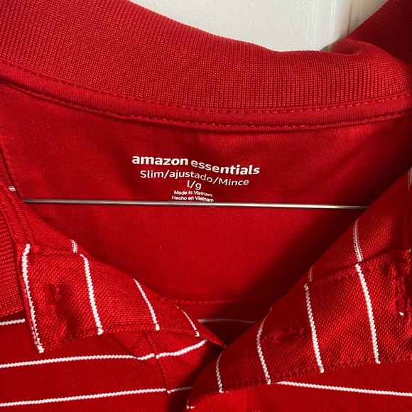 Men’s Red Striped Polo - Picture 2 of 4